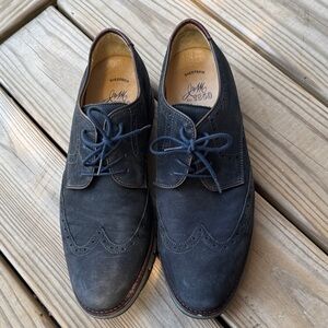 J&M Est.1850 Men's Navy Wingtip Derby Shoes - Sheepskin Lined